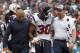 Houston Texans cornerback Kevin Johnson (30) is helped off the field after injuring his finger during the second half of an NFL football game against the New England Patriots, Sunday, Sept. 9, 2018, in Foxborough, Mass. (AP Photo/Stew Milne)
