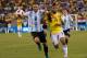 Colombia's foward Luis Fernando Muriel (R) vies for the ball with Argentina's defender German Pezzella during the international friendly match between Colombia and Argentina at MetLife stadium in East Rutherford, New Jersey on September 11, 2018. (Photo by Don EMMERT / AFP) (Photo credit should read DON EMMERT/AFP/Getty Images)