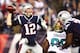 FOXBOROUGH, MA - JANUARY 21: Tom Brady #12 of the New England Patriots throws in the second half during the AFC Championship Game against the Jacksonville Jaguars at Gillette Stadium on January 21, 2018 in Foxborough, Massachusetts. (Photo by Adam Glanzman/Getty Images)
