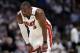 Miami Heat's Dwyane Wade (3) stands on the court during the second half of Game 3 of a first-round NBA basketball playoff series against the Philadelphia 76ers, Thursday, April 19, 2018, in Miami. The 76ers won 128-108. (AP Photo/Lynne Sladky)