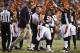 Cincinnati Bengals center Billy Price (53) walks off the field after a possible injury in the first half of an NFL football game against the Baltimore Ravens, Thursday, Sept. 13, 2018, in Cincinnati. (AP Photo/Frank Victores)