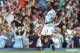 Manchester City's Raheem Sterling celebrates after scoring the opening goal during the English Premier League soccer match between Manchester City and Newcastle United at the Etihad Stadium in Manchester, England, Saturday, Sept. 1, 2018. (AP Photo/Jon Super)