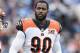 NASHVILLE, TN - NOVEMBER 12: Michael Johnson #90 of the Cincinnati Bengals walks to the sidelines during a game against the Tennessee Titans at Nissan Stadium on November 12, 2017 in Nashville, Tennessee. The Titans defeated the Bengals 24-20. (Photo by Wesley Hitt/Getty Images)