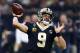 FILE - In this Sept. 9, 2018 file photo New Orleans Saints quarterback Drew Brees (9) passes in the first half of an NFL football game against the Tampa Bay Buccaneers in New Orleans. Brees sees a lot of himself in Browns rookie quarterback Baker Mayfield.