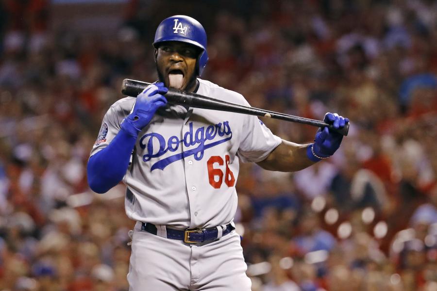 Dodgers' Puig on bench for Game 4 against Cardinals