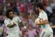 Real Madrid's Spanish midfielder Isco (R) celebrates with Real Madrid's Brazilian defender Marcelo after scoring during the Spanish league football match between Athletic Club Bilbao and Real Madrid CF at the San Mames stadium in Bilbao on September 15, 2018. (Photo by LLUIS GENE / AFP) (Photo credit should read LLUIS GENE/AFP/Getty Images)