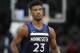 Striker Jimmy Butler (23) of the Minnesota Timberwolves against the Sacramento Kings in the third quarter of an NBA basketball game on Sunday, February 11, 2018 in Minneapolis. (AP Photo / Andy Clayton-King)
