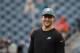 Philadelphia Eagles' Carson Wentz smiles during warm-ups before a preseason NFL football game against the New York Jets, Thursday, Aug. 30, 2018, in Philadelphia. (AP Photo/Michael Perez)