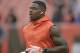 Cleveland Browns receiver Josh Gordon warms up prior to an NFL football game against the Pittsburgh Steelers, Sunday, Sept. 9, 2018, in Cleveland. The Browns and the Steelers tied at 21-21. (AP Photo/David Richard)