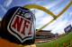 The NFL logo is on the top of the goal post at Heinz Field before an NFL football game between the Pittsburgh Steelers and the Kansas City Chiefs, Sunday, Sept. 16, 2018, in Pittsburgh. (AP Photo/Gene J. Puskar)