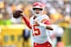 PITTSBURGH, PA - SEPTEMBER 16: Patrick Mahomes #15 of the Kansas City Chiefs drops back to pass in the first quarter during the game against the Pittsburgh Steelers at Heinz Field on September 16, 2018 in Pittsburgh, Pennsylvania. (Photo by Joe Sargent/Getty Images)