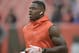 Cleveland Browns receiver Josh Gordon warms up prior to an NFL football game against the Pittsburgh Steelers, Sunday, Sept. 9, 2018, in Cleveland. The Browns and the Steelers tied at 21-21. (AP Photo/David Richard)