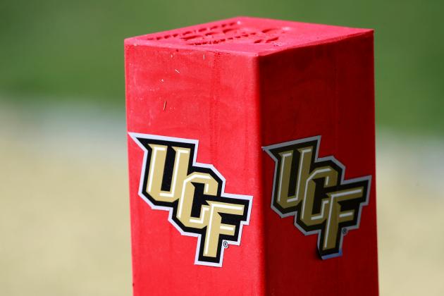 ORLANDO, FL - OCTOBER 26:  The UCF Knights logo as seen during the game against the Connecticut Huskies at Bright House Networks Stadium on October 26, 2013 in Orlando, Florida.  (Photo by Sam Greenwood/Getty Images)