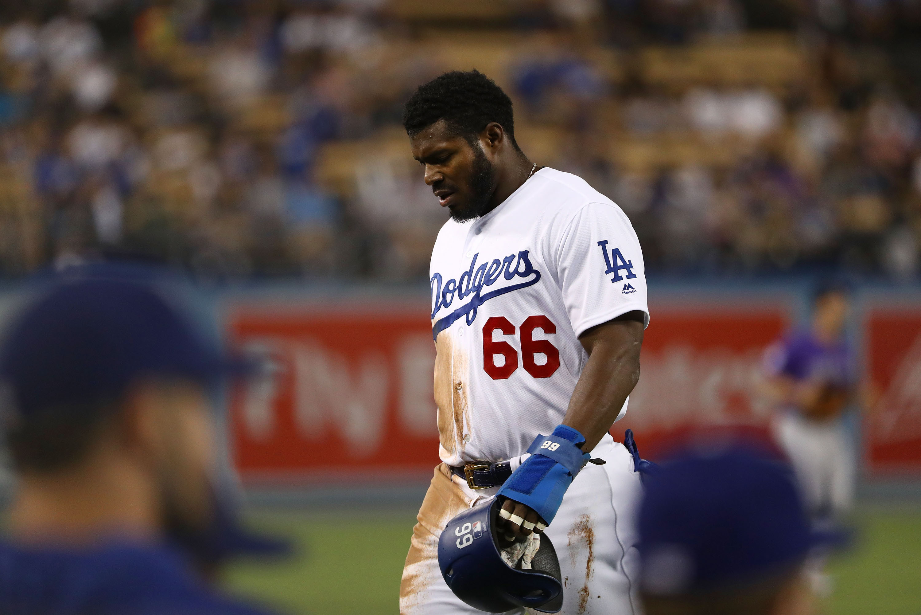 Reds' Yasiel Puig Leaves Game vs. Dodgers After Shoulder Injury, News,  Scores, Highlights, Stats, and Rumors