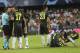 Juventus forward Cristiano Ronaldo, 2nd right, is consoled by teammate Federico Bernardeschi after receiving a red card during the Champions League, group H soccer match between Valencia and Juventus, at the Mestalla stadium in Valencia, Spain, Wednesday, Sept. 19, 2018. (AP Photo/Alberto Saiz)
