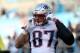 CHARLOTTE, NC - AUGUST 24: Rob Gronkowski #87 of the New England Patriots warms up before their game against the Carolina Panthers at Bank of America Stadium on August 24, 2018 in Charlotte, North Carolina. (Photo by Streeter Lecka/Getty Images)