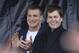 New England Patriots tight end Rob Gronkowski, left, and quarterback Tom Brady, right, stand on the stage during an NFL football Super Bowl send-off rally, Monday, Jan. 29, 2018, in Foxborough, Mass. The Patriots are to play the Philadelphia Eagles in Super Bowl 52, Sunday, Feb. 4, in Minneapolis. (AP Photo/Steven Senne)