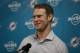 Miami Dolphins Ryan Tannehill during a news conference after an NFL football game against the Oakland Raiders, Sunday, Sept. 23, 2018, in Miami Gardens, Fla. (AP Photo/Brynn Anderson)