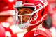 KANSAS CITY, MO - SEPTEMBER 23: Patrick Mahomes #15 of the Kansas City Chiefs looks up at the scoreboard during the third quarter of the game against the San Francisco 49ers at Arrowhead Stadium on September 23rd, 2018 in Kansas City, Missouri. (Photo by David Eulitt/Getty Images)