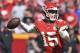 Kansas City Chiefs quarterback Patrick Mahomes (15) throws a pass during the first half of an NFL football game against the San Francisco 49ers in Kansas City, Mo., Sunday, Sept. 23, 2018. (AP Photo/Ed Zurga)