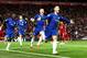LIVERPOOL, ENGLAND - SEPTEMBER 26: Eden Hazard of Chelsea celebrates after he scores his sides second goal during the Carabao Cup Third Round match between Liverpool and Chelsea at Anfield on September 26, 2018 in Liverpool, England. (Photo by Jan Kruger/Getty Images)