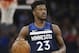 Minnesota Timberwolves forward Jimmy Butler (23) in the first half of an NBA basketball game against the Detroit Pistons, Sunday, Nov. 19, 2017, in Minneapolis. (AP Photo/Stacy Bengs)