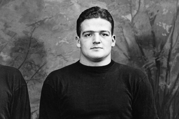 FILE - This is a 1937 file photo showing Yale football player Clint Frank. Laurie Dorsey remembers seeing her father's Heisman Trophy as a child. It was prominently displayed in the game room of the family’s house. Her father, Clint Frank, won the award in 1937 as a running back and safety for Yale. Frank died in July 1992 at age 76, and his Heisman remained in the family all along. However, Dorsey, who now owns it along with a sister and two brothers, said they have decided to sell it. Frank's Heisman is part of Heritage Auctions' sports memorabilia offerings and is open for bidding through Oct.18. (AP Photo/File)