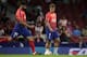 MADRID, SPAIN - SEPTEMBER 25: (L-R) Diego Costa of Atletico Madrid, Antoine Griezmann of Atletico Madrid during the La Liga Santander match between Atletico Madrid v SD Huesca at the Estadio Wanda Metropolitano on September 25, 2018 in Madrid Spain (Photo by David S. Bustamante/Soccrates/Getty Images)