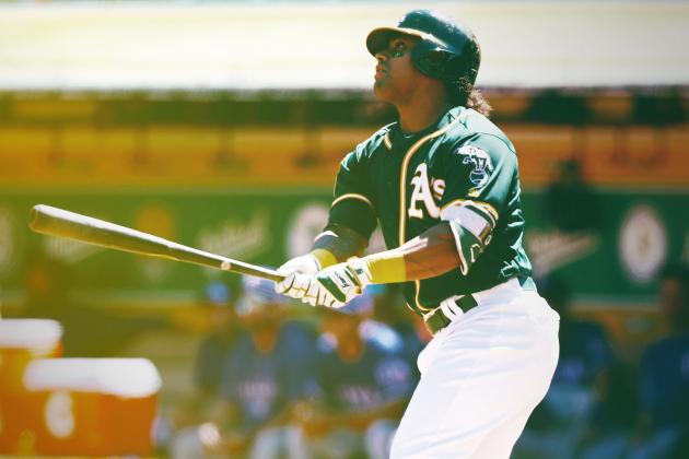 Oakland Athletics' Khris Davis stands on the field before a baseball game against the Baltimore Orioles, Thursday, Sept. 13, 2018, in Baltimore. (AP Photo/Patrick Semansky)