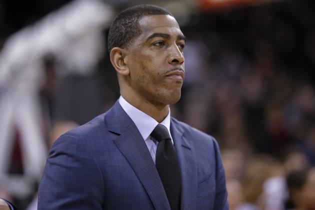 HIGHLAND HEIGHTS, KY - FEBRUARY 22: Head coach Kevin Ollie of the Connecticut Huskies is seen during the game against the Cincinnati Bearcats at BB&T Arena on February 22, 2018 in Highland Heights, Ohio. (Photo by Michael Hickey/Getty Images)