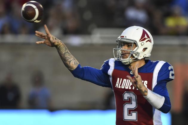 MONTREAL, QC - AUGUST 03:  Quarterback Johnny Manziel #2 of the Montreal Alouettes throws the ball against the Hamilton Tiger-Cats during the CFL game at Percival Molson Stadium on August 3, 2018 in Montreal, Quebec, Canada.  The Hamilton Tiger-Cats defeated the Montreal Alouettes 50-11.  (Photo by Minas Panagiotakis/Getty Images)