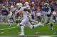 MANHATTAN, KS - SEPTEMBER 29: Defensive back D'Shawn Jamison #17 of the Texas Longhorns returns a punt for a touch down during the first half against the Kansas State Wildcats on September 29, 2018 at Bill Snyder Family Stadium in Manhattan, Kansas. (Photo by Peter G. Aiken/Getty Images)