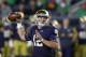 Notre Dame quarterback Ian Book throws during the second half of an NCAA college football game, Saturday, Sept. 29, 2018, in South Bend, Ind. (AP Photo/Carlos Osorio)