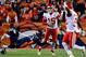 DENVER, CO - OCTOBER 1: Quarterback Patrick Mahomes #15 of the Kansas City Chiefs throws a left-handed pass for a completion while he is hit by linebacker Von Miller #58 of the Denver Broncos in the fourth quarter of a game at Broncos Stadium at Mile High on October 1, 2018 in Denver, Colorado. (Photo by Dustin Bradford/Getty Images)