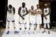 OAKLAND, CA - SEPTEMBER 24: (L-R) Kevin Durant #35, Draymond Green #23, Stephen Curry #30, Klay Thompson #11, and DeMarcus Cousins #0 of the Golden State Warriors pose for a group picture during the Golden State Warriors media day on September 24, 2018 in Oakland, California. (Photo by Ezra Shaw/Getty Images)