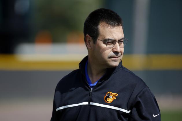 Baltimore Orioles executive vice president of baseball operations Dan Duquette walks off a field during a spring training baseball workout in Sarasota, Fla., Tuesday, Feb. 23, 2016. (AP Photo/Patrick Semansky)