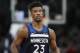 Minnesota Timberwolves forward Jimmy Butler (23) against the Sacramento Kings in the third quarter of an NBA basketball game Sunday, Feb. 11, 2018 in Minneapolis. (AP Photo/Andy Clayton-King)