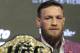 Conor McGregor participates in a news conference in New York, Thursday, Sept. 20, 2018. McGregor is returning to UFC after a two-year absence. He fights undefeated Khabib Nurmagomedov on Oct. 6. (AP Photo/Seth Wenig)