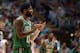 CHAPEL HILL, NC - SEPTEMBER 28: Kyrie Irving #11 of the Boston Celtics reacts after missing a three-point shot as time expired in the first quarter of their preseason game against the Charlotte Hornets at Dean Smith Center on September 28, 2018 in Chapel Hill, North Carolina. NOTE TO USER: User expressly acknowledges and agrees that, by downloading and or using this photograph, User is consenting to the terms and conditions of the Getty Images License Agreement. The Hornets won 104-97. (Photo by Lance King/Getty Images)
