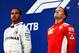 SOCHI, RUSSIA - SEPTEMBER 30: Race winner Lewis Hamilton of Great Britain and Mercedes GP (L) looks on, as third placed Sebastian Vettel of Germany and Ferrari (R) looks dejected on the podium during the Formula One Grand Prix of Russia at Sochi Autodrom on September 30, 2018 in Sochi, Russia. (Photo by Will Taylor-Medhurst/Getty Images)