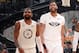LOS ANGELES, CA - FEBRUARY 18: Anthony Davis #23, and Kyrie Irving #11 of Team LeBron looks on against Team Stephen during the NBA All-Star Game as a part of 2018 NBA All-Star Weekend at STAPLES Center on February 18, 2018 in Los Angeles, California. NOTE TO USER: User expressly acknowledges and agrees that, by downloading and/or using this photograph, user is consenting to the terms and conditions of the Getty Images License Agreement. Mandatory Copyright Notice: Copyright 2018 NBAE (Photo by Nathaniel S. Butler/NBAE via Getty Images)