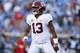OXFORD, MS - SEPTEMBER 15: Tua Tagovailoa #13 of the Alabama Crimson Tide reacts during a game against the Mississippi Rebels at Vaught-Hemingway Stadium on September 15, 2018 in Oxford, Mississippi. (Photo by Jonathan Bachman/Getty Images)