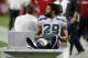 Seattle Seahawks defensive back Earl Thomas (29) leaves the field after breaking his leg against the Arizona Cardinals during the second half of an NFL football game, Sunday, Sept. 30, 2018, in Glendale, Ariz. The Seahawks won 20-17. (AP Photo/Ross D. Franklin)