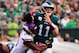 PHILADELPHIA, PA - OCTOBER 07: Quarterback Carson Wentz #11 of the Philadelphia Eagles is sacked by defensive end Stephen Weatherly #91 of the Minnesota Vikings during the second quarter at Lincoln Financial Field on October 7, 2018 in Philadelphia, Pennsylvania. This play results in a 64-yard fumble recovery by defensive tackle Linval Joseph #98 of the Minnesota Vikings for a touchdown. (Photo by Corey Perrine/Getty Images)