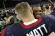 Houston Texans defensive end, JJ Watt, left and teammate Houston Texans Deshaun Watson, right, celebrate after their overtime victory against the Dallas Cowboys at an NFL football game on Sunday 7 October 2018 in Houston. (AP Photo / David J. Phillip)