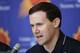 Phoenix Suns general manager Ryan McDonough answers a question as the team introduces its new players after the NBA basketball draft Friday, June 22, 2018, in Phoenix. (AP Photo/Ross D. Franklin)