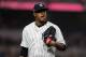NEW YORK, NEW YORK - OCTOBER 08: Luis Severino #40 of the New York Yankees walks back to the dugout after being pulled against the Boston Red Sox during the fourth inning in Game Three of the American League Division Series at Yankee Stadium on October 08, 2018 in the Bronx borough of New York City. (Photo by Elsa/Getty Images)
