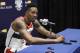 Washington Wizards' Dwight Howard speaks to the media during an NBA basketball media day, Monday, Sept. 24, 2018, in Washington. Howard could miss start of Wizards camp with bad back. (AP Photo/Nick Wass)