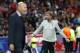 Liverpool coach Jurgen Klopp gestures next to Real Madrid coach Zinedine Zidane, left, during the Champions League Final soccer match between Real Madrid and Liverpool at the Olimpiyskiy Stadium in Kiev, Ukraine, Saturday, May 26, 2018. (AP Photo/Pavel Golovkin)