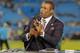 Thursday Night Football analyst Deion Sanders gives his take before an NFL football game between the Philadelphia Eagles and Carolina Panthers in Charlotte, N.C., Thursday, Oct. 12, 2017. The Eagles won 28-23. (AP Photo/Bob Leverone)